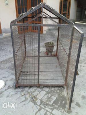 Brown Steel Framed Mesh Dog Cage