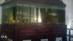 Large wooden frame aquarium with cupboards and