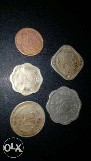 Old combo of 5 Indian currency coins
