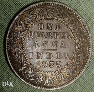 One Quarter Anna  Old Indian Antique Coin