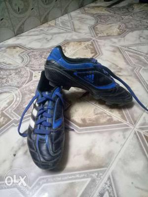Pair Of Black-and-blue Adidas Soccer Cleats