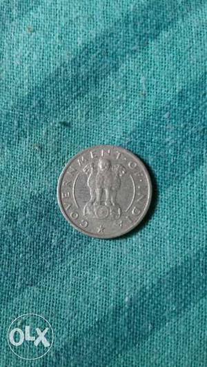 Round Silver India 1/4 Rupee Coin since 