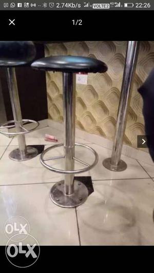 Two Stainless Steel Bar Stools