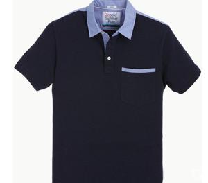 Zobello-Pique Navy Polo T-shirt with collar New Delhi