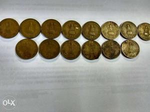 20 Paise (14) coins 8 with Gandhi 6 with Lotus