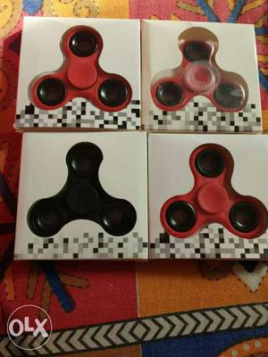 3 Red And 1 Black Hand fidget Spinners In Box