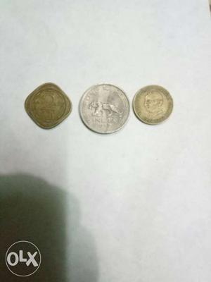 3 old coins of India.