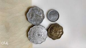 4 types of old indian 10 paise coins at very low
