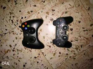 Black Xbox Wireless Controller; Black Sony PS3 Constroller