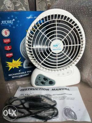 Brand new, unused rechargeable desk fan with 3 Led light