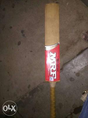 Brown And Red Wooden MRF Cricket Bat