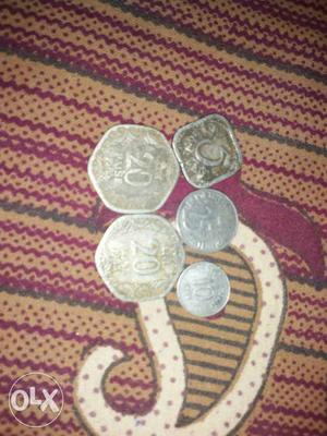 Five Indian Paise Silver Coins