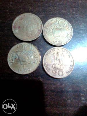 Four 20 Indian Paise Coisn