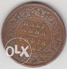 Half Anna India  Coin