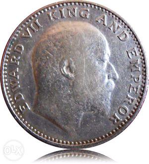  Half Rupee Silver Coin King Edward VII Calcutta