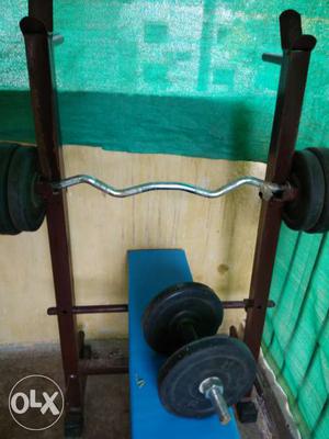 Home zym set with 9 in1 bench. 60kg wt