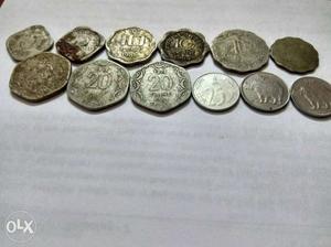 Old 5 paise(2), 10paise(3), 20paise(3),