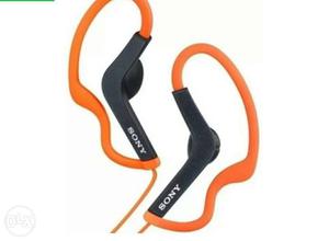 Orange An Black Sony Earbuds