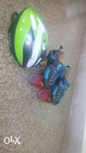 Shoe size 4,road wheel and adjustable helmet