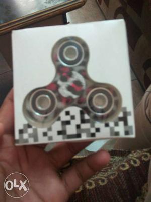 Silver And Red Hand Spinner With Box