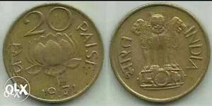 Two 20 Indian Paise  Coins