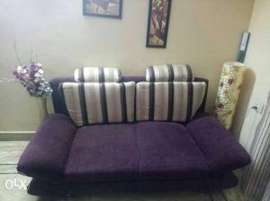 2 Seater Rich Wine Color Sofa Refurbished