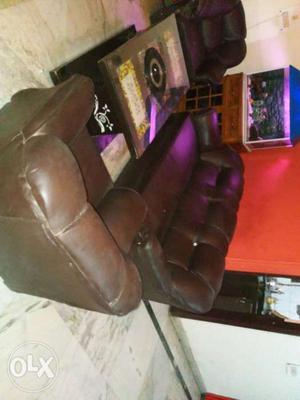 3-piece Brown Leather Sofa Set