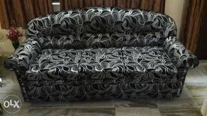 Black And Grey Fabric Three-seat Sofa