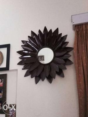 Black Steel Flower Framed Accent Mirror