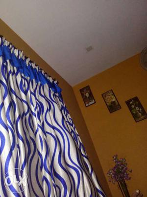 Blue And White Window Curtain