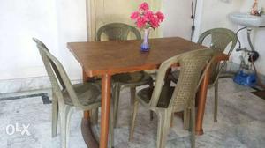 Branded Plastic 4 Seater Dining Table set with