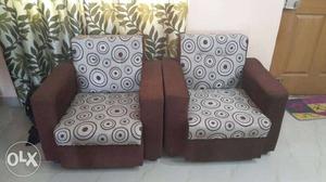 Brown And Grey Fabric Sofa Chair
