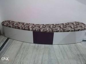 Brown, Red And White Padded Bench