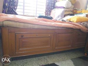 Brown Wood-frame Bed With Storage