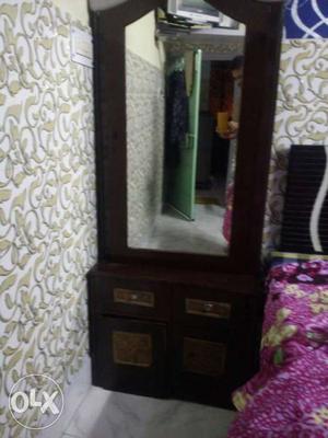 Brown Wooden Cabinet With Mirror