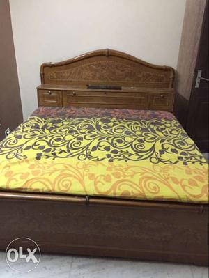 Double bed with box no mattress, stand size