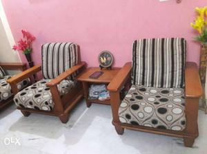 Good quality pure Ruber wood sofa 3+1+1 & wooden center,side