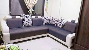Gray Suede Corner sofa with Tea table