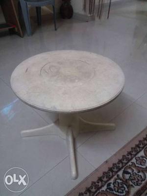Gray Wooden Round Pedestal Table