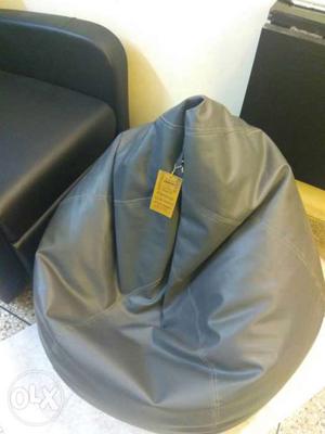Grey Leather Bean Bag (XXL)