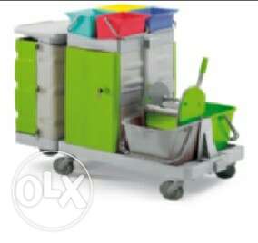 Janitorial Trolley with bag and wringer bucket