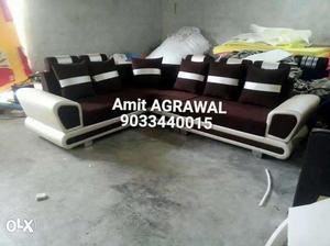 Maroon And White Amit Agrawal Sectional Couch