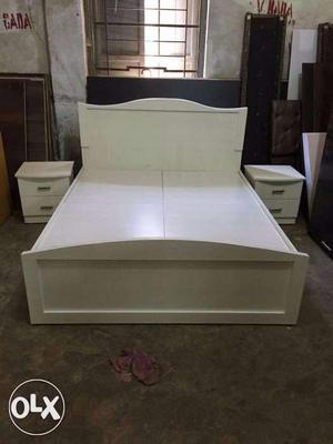 New white Wood bed with storage