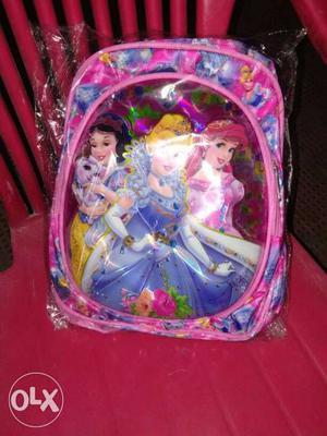 Pink And Grey Disney Princess Printed Backpack