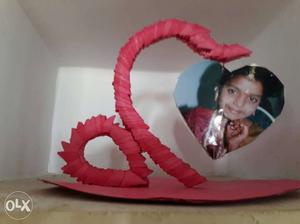 Pink Origami Heart Hanging Photo Decor