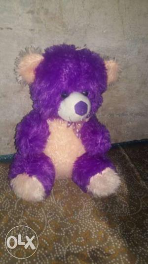 Purple And Beige Teddy Bear