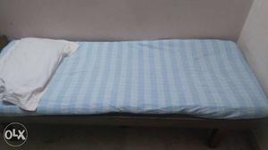 Single wooden cot with mattress 6*3ft