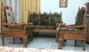 Teak wood royal style sofa set, one thee seater