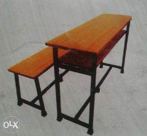 Two Rectangular Brown Wooden Table