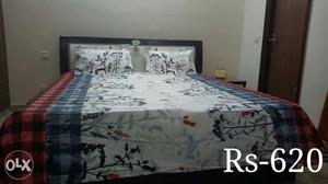 White,blue,and Red Floral Bed sheet